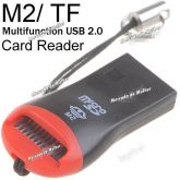 Multifuncional USB 2.0 M2 / TF T-Flash Micro SD Card Reader